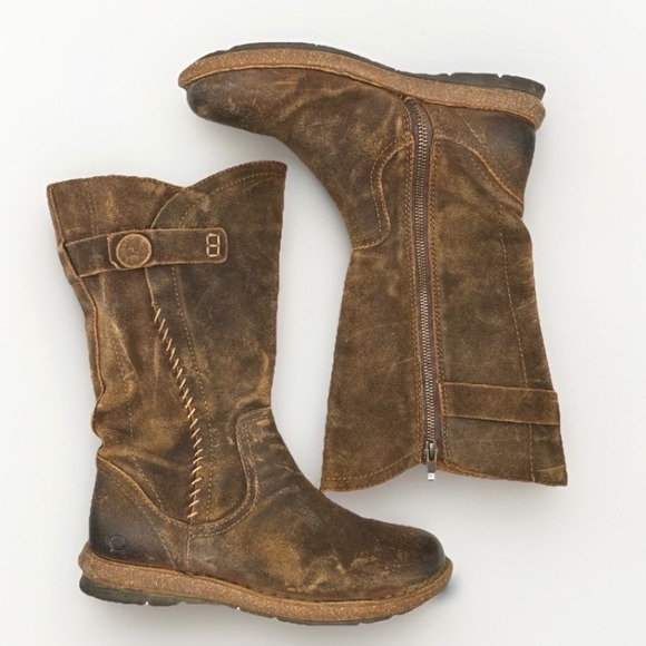 Born Tonic Boots Womens 8 Rust Oiled Suede Leather Brown Distressed Moto - Picture 2 of 11